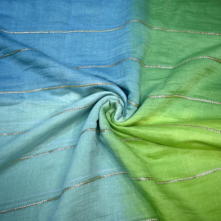 4D Shade Mul Chanderi Gota Embroidered Fabric