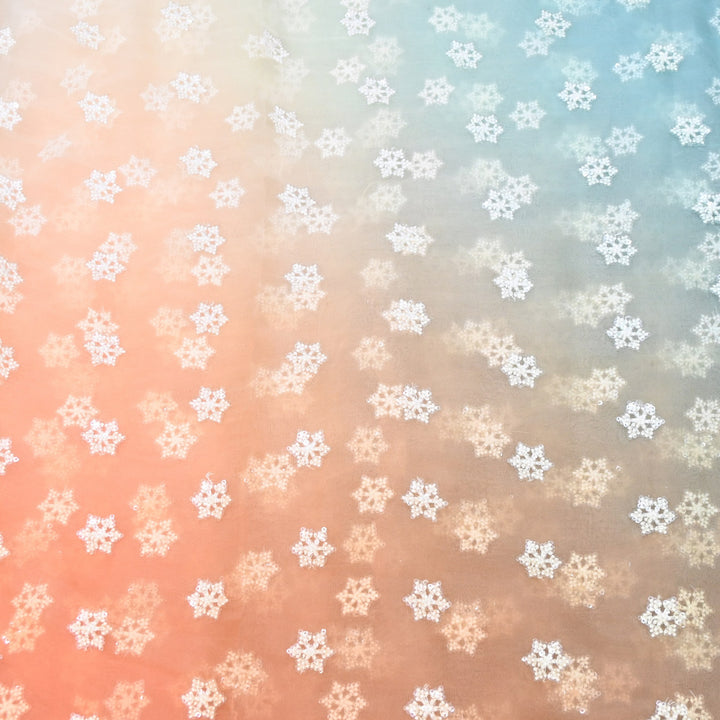 4D Shaded Silk Organza Sequins Embroidery Fabric | Designer Fabric | P23111-01