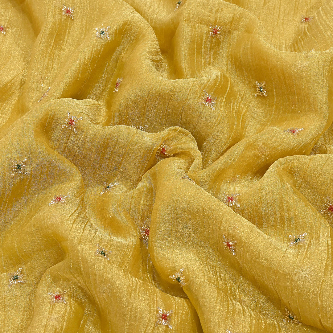 Premium Dyed Organza Tissue Moti & Sequins Embroidery Fabric | FD3307-3