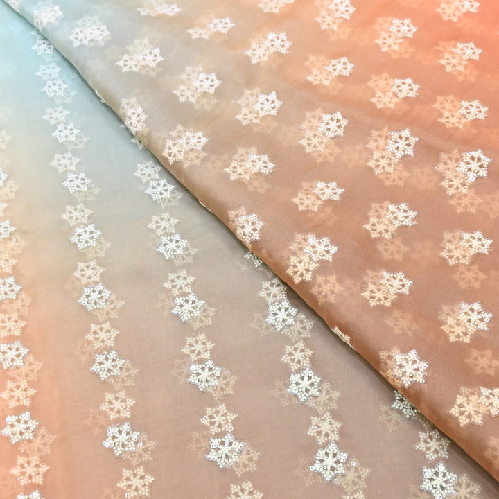 4D Shaded Silk Organza Sequins Embroidery Fabric | Designer Fabric | P23111-01