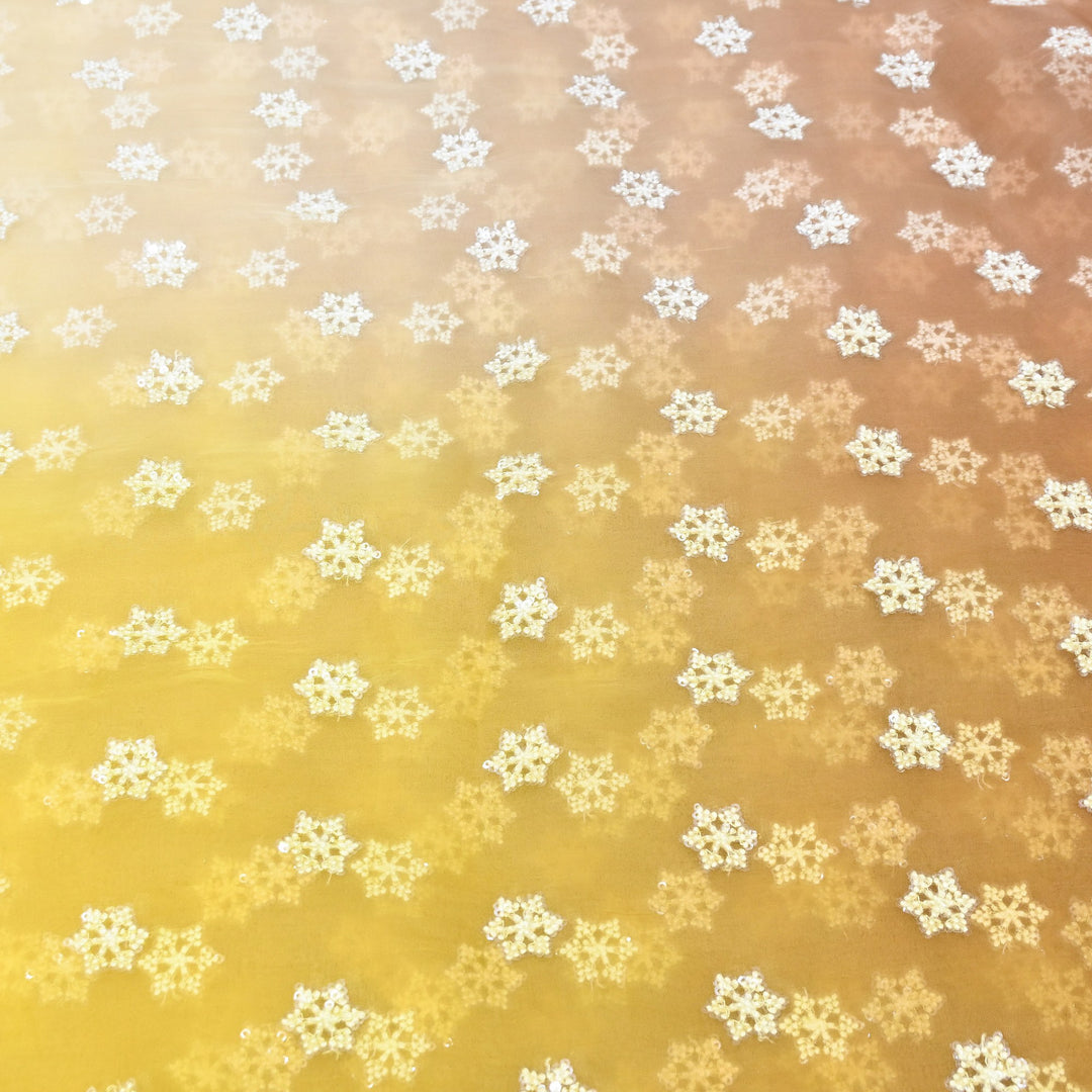 4D Shaded Silk Organza Sequins Embroidery Fabric | Designer Fabric | P23111-02
