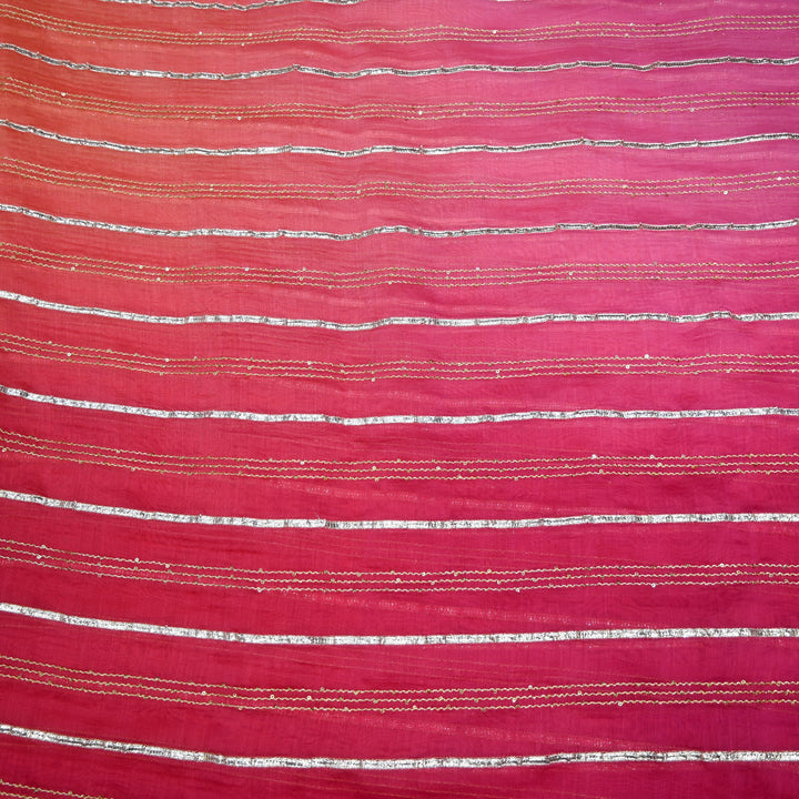 4D Shade Chanderi Gota Zari Strip Embroidery Fabric