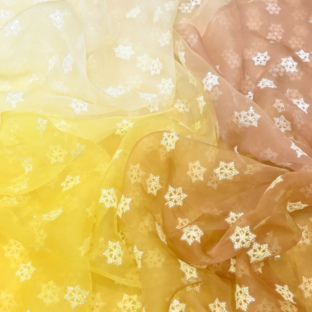 4D Shaded Silk Organza Sequins Embroidery Fabric | Designer Fabric | P23111-02