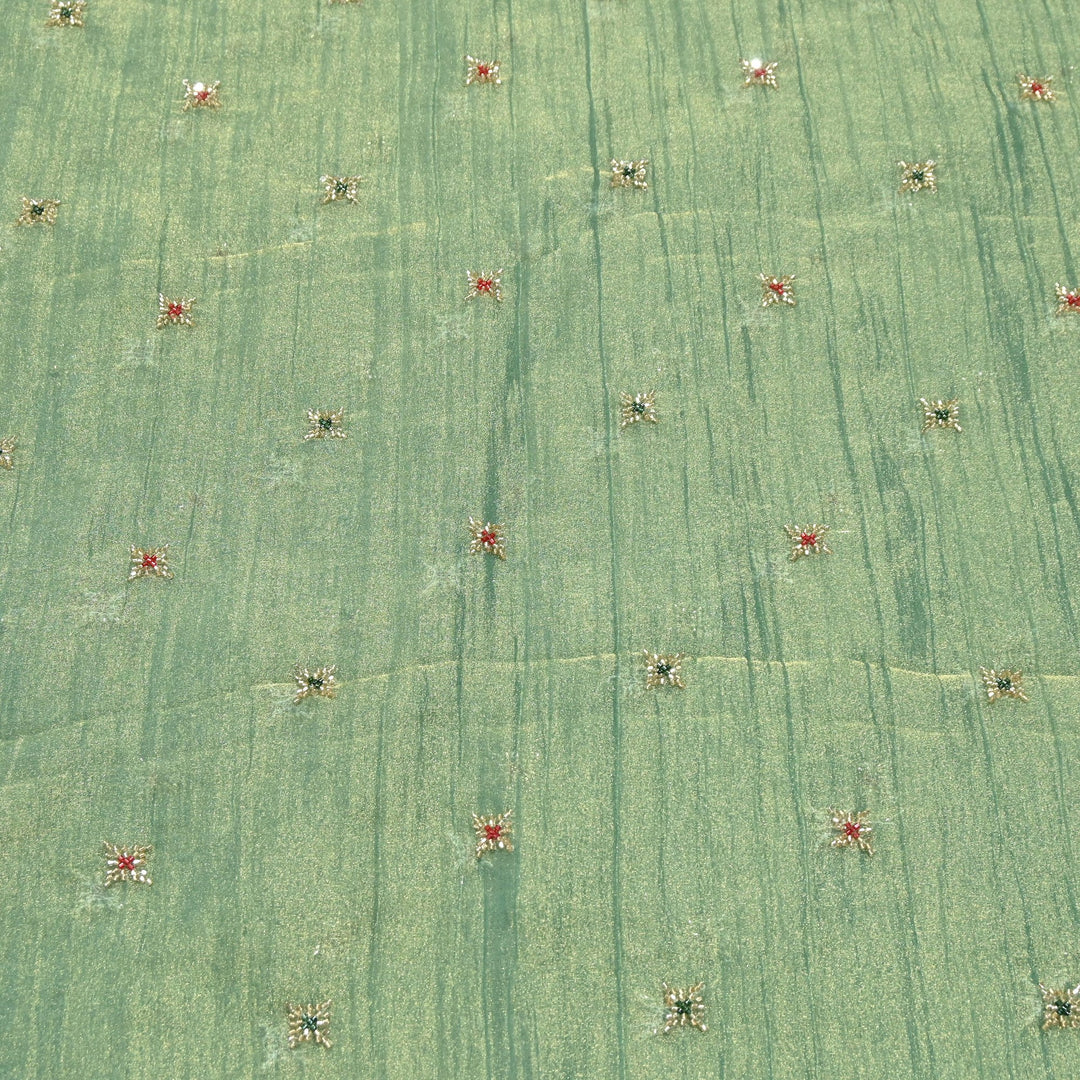 Premium Dyed Organza Tissue Moti & Sequins Embroidery Fabric | FD3307-5