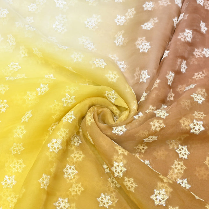 4D Shaded Silk Organza Sequins Embroidery Fabric | Designer Fabric | P23111-02