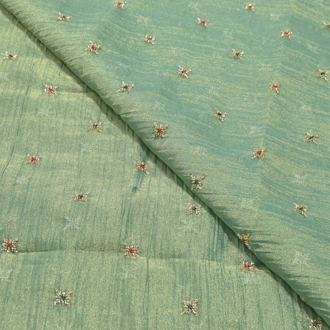 Premium Dyed Organza Tissue Moti & Sequins Embroidery Fabric | FD3307-5