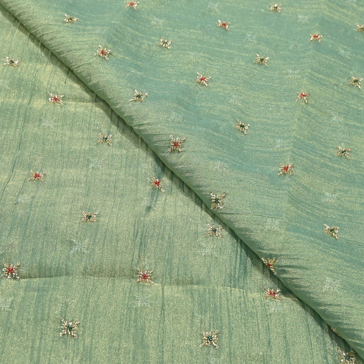 Premium Dyed Organza Tissue Moti & Sequins Embroidery Fabric | FD3307-5