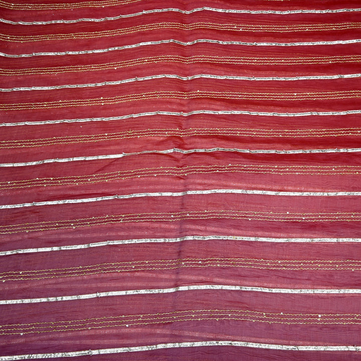 4D Shade Chanderi Gota Zari Strip Embroidery Fabric