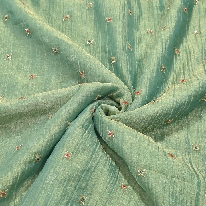 Premium Dyed Organza Tissue Moti & Sequins Embroidery Fabric | FD3307-5