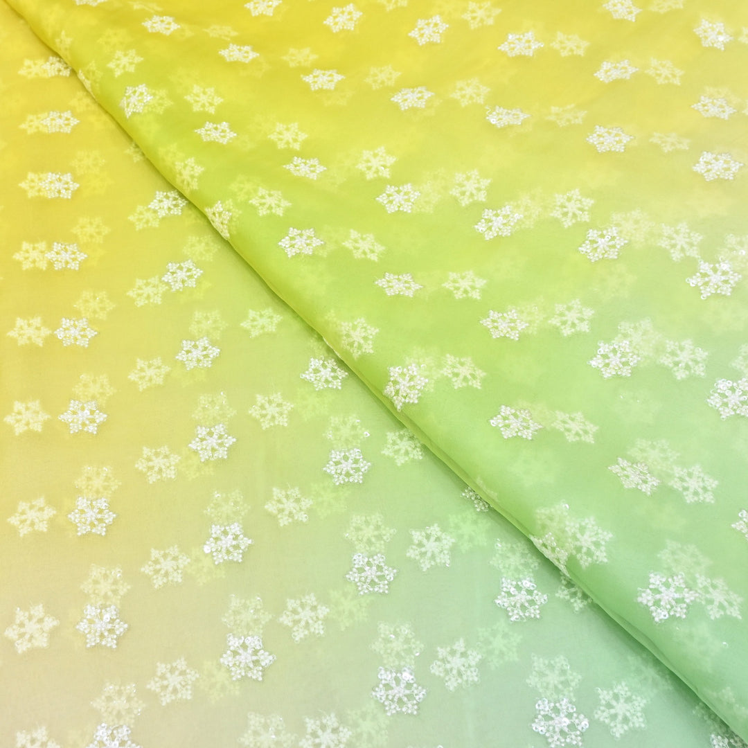 4D Shaded Silk Organza Sequins Embroidery Fabric | Designer Fabric | P23111-03