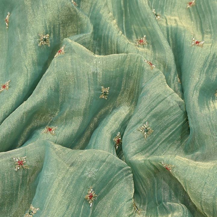 Premium Dyed Organza Tissue Moti & Sequins Embroidery Fabric | FD3307-5