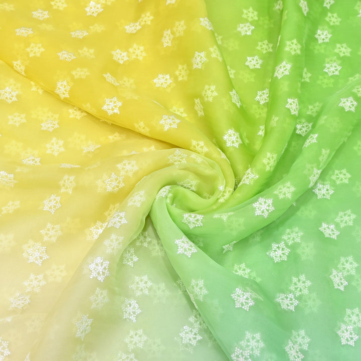 4D Shaded Silk Organza Sequins Embroidery Fabric | Designer Fabric | P23111-03