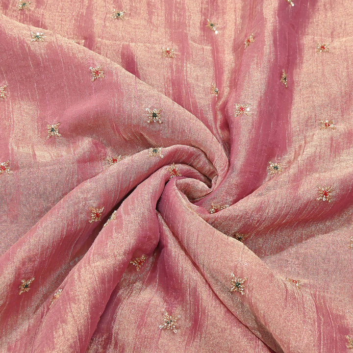 Premium Dyed Organza Tissue Moti & Sequins Embroidery Fabric | FD3307-6