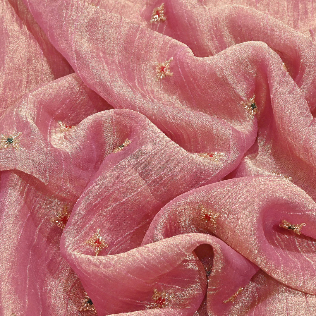 Premium Dyed Organza Tissue Moti & Sequins Embroidery Fabric | FD3307-6