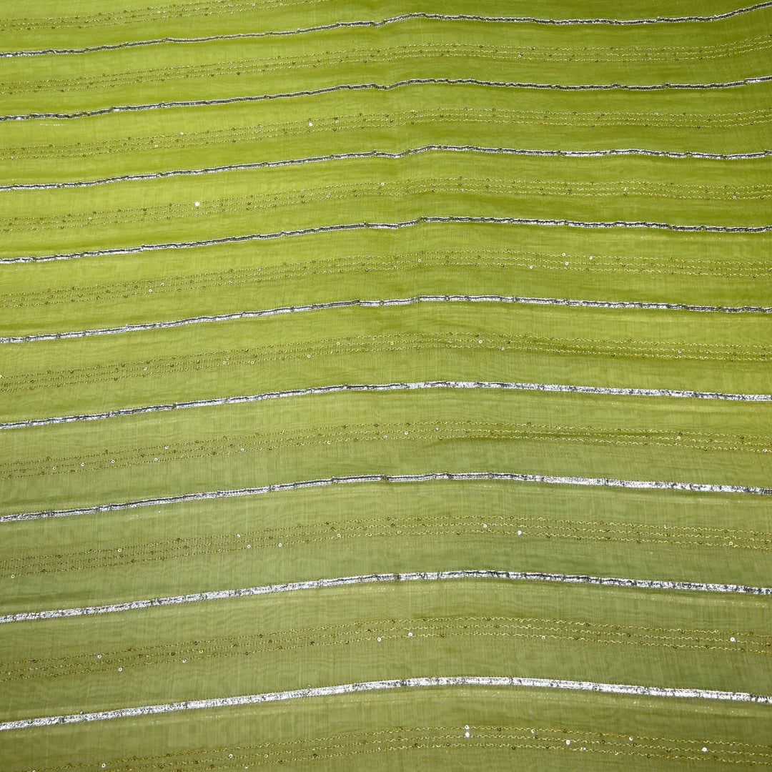 4D Shade Chanderi Gota Zari Strip Embroidery Fabric