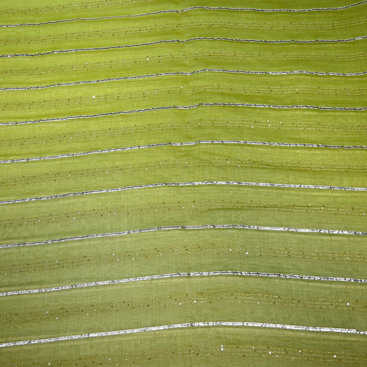 4D Shade Chanderi Gota Zari Strip Embroidery Fabric