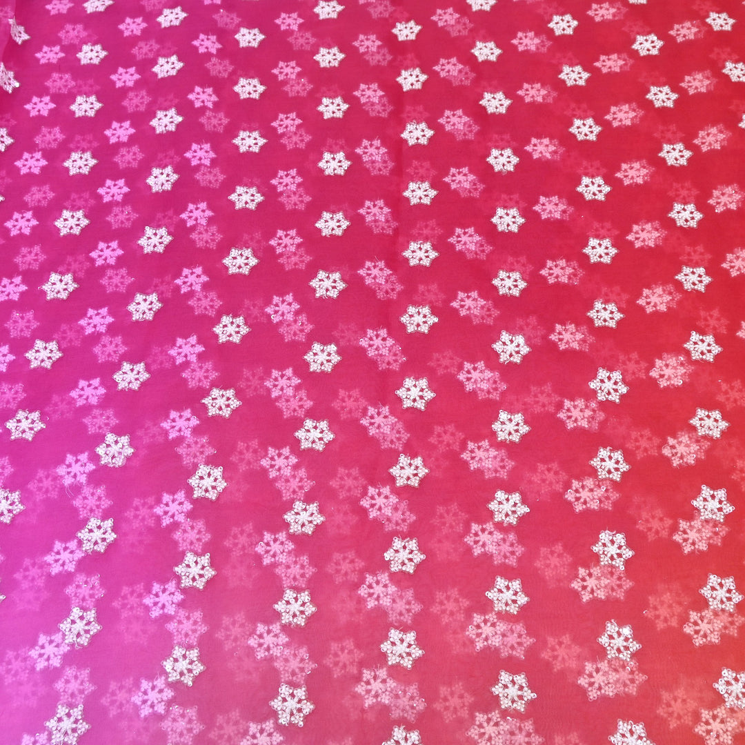 4D Shaded Silk Organza Sequins Embroidery Fabric | Designer Fabric | P23111-04