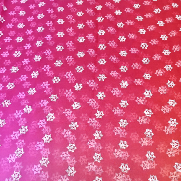 4D Shaded Silk Organza Sequins Embroidery Fabric | Designer Fabric | P23111-04