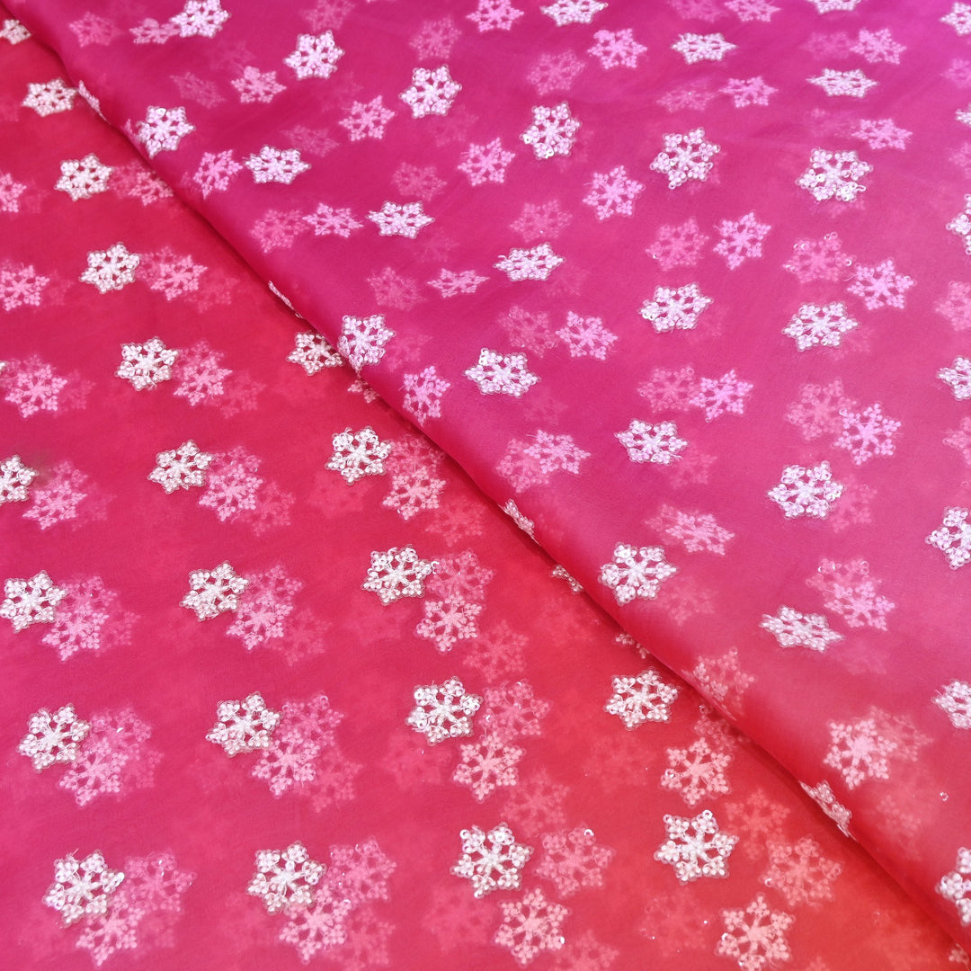 4D Shaded Silk Organza Sequins Embroidery Fabric | Designer Fabric | P23111-04