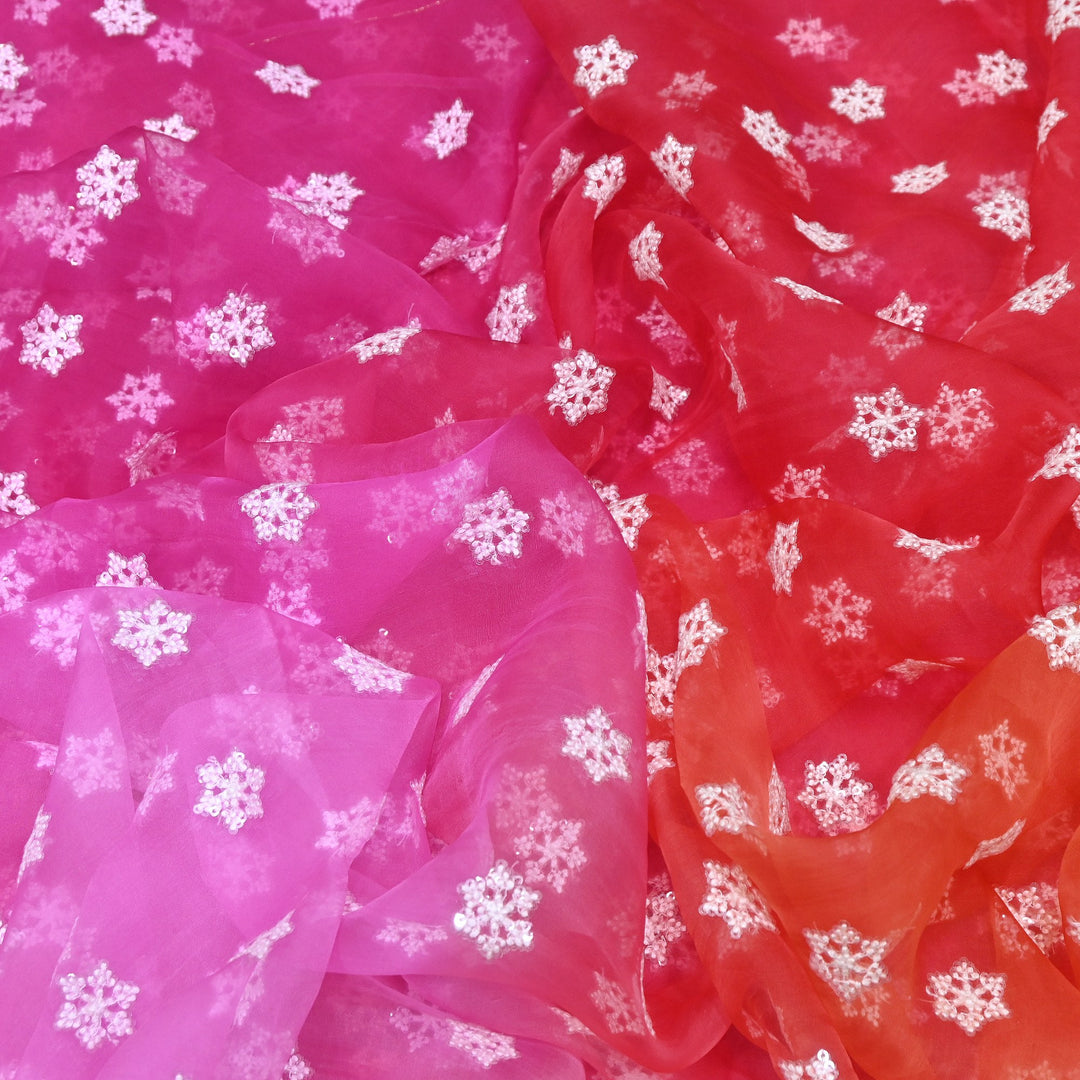 4D Shaded Silk Organza Sequins Embroidery Fabric | Designer Fabric | P23111-04