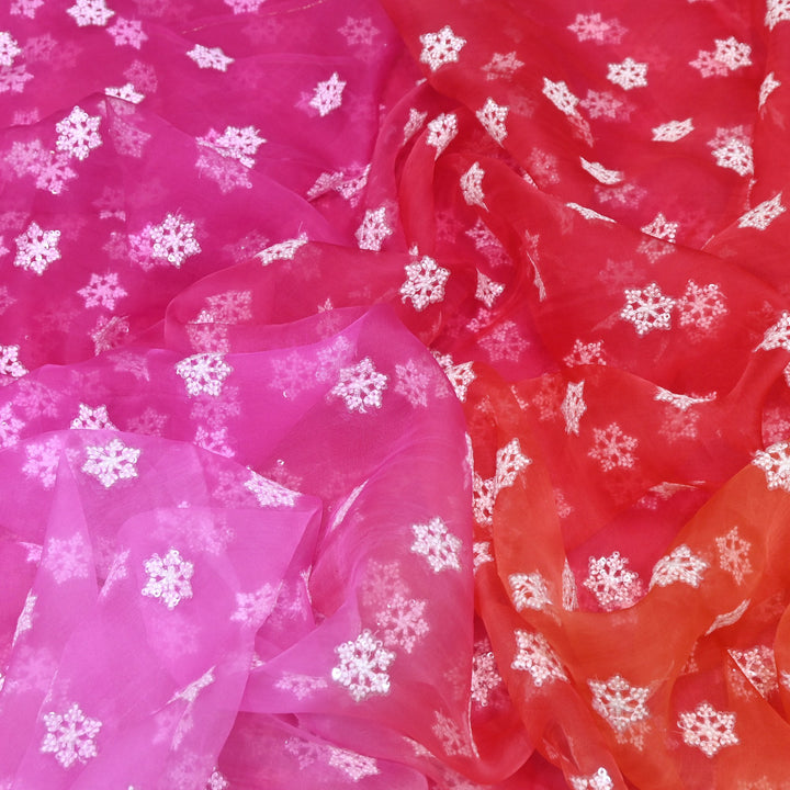 4D Shaded Silk Organza Sequins Embroidery Fabric | Designer Fabric | P23111-04