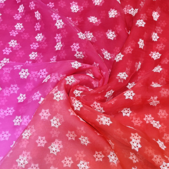 4D Shaded Silk Organza Sequins Embroidery Fabric | Designer Fabric | P23111-04