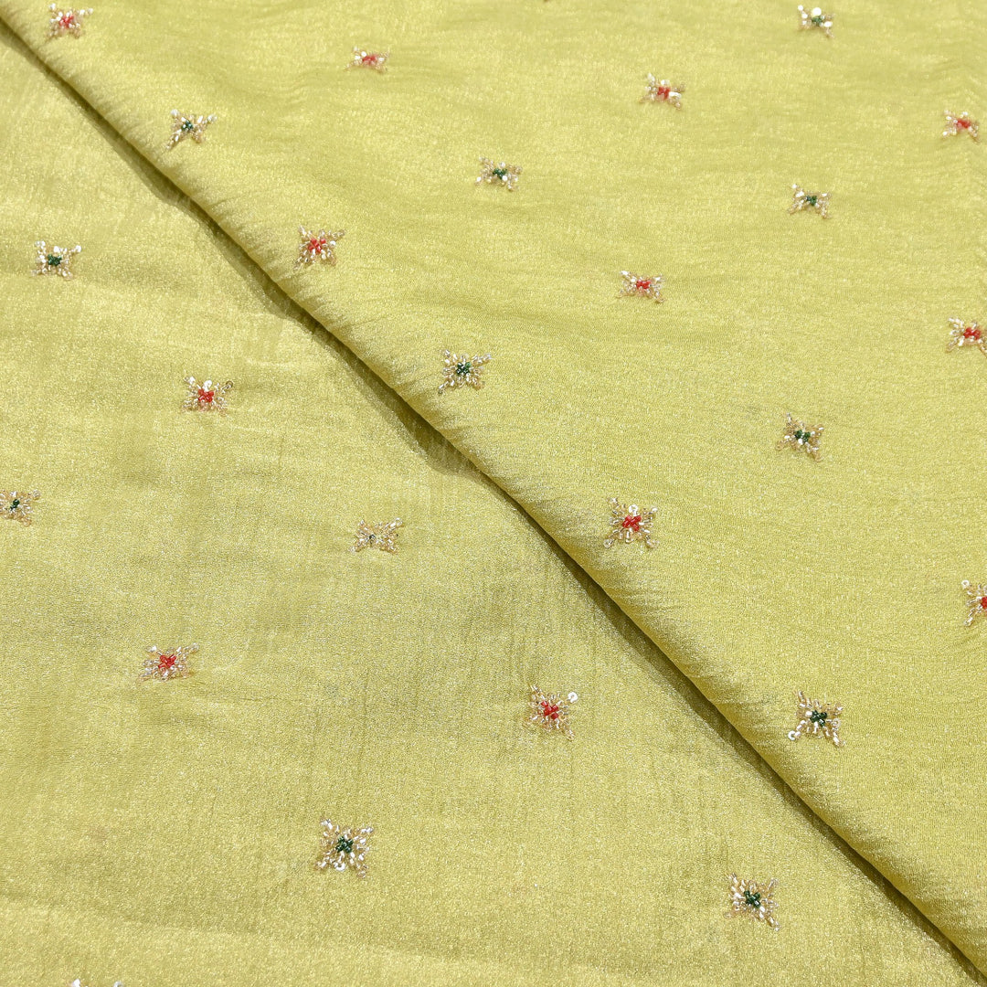 Premium Dyed Organza Tissue Moti & Sequins Embroidery Fabric | FD3307-7