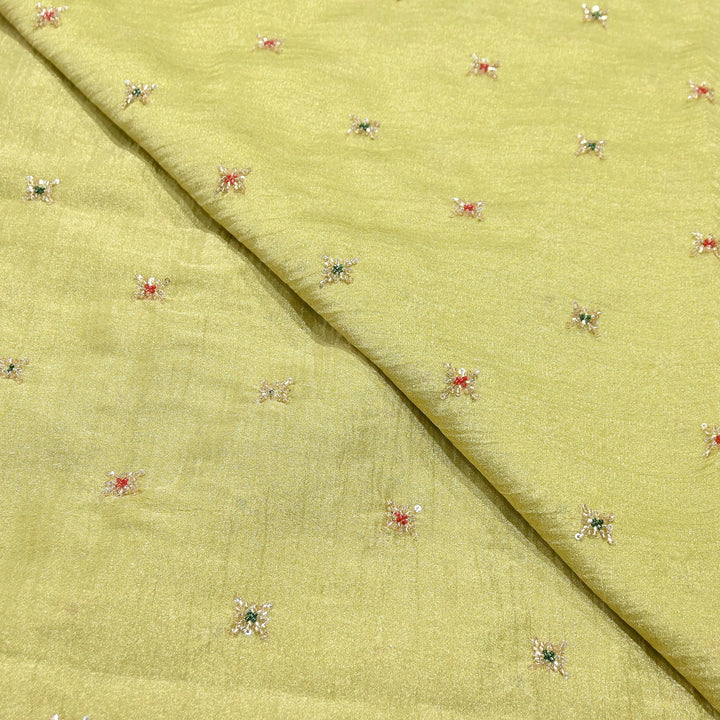Premium Dyed Organza Tissue Moti & Sequins Embroidery Fabric | FD3307-7
