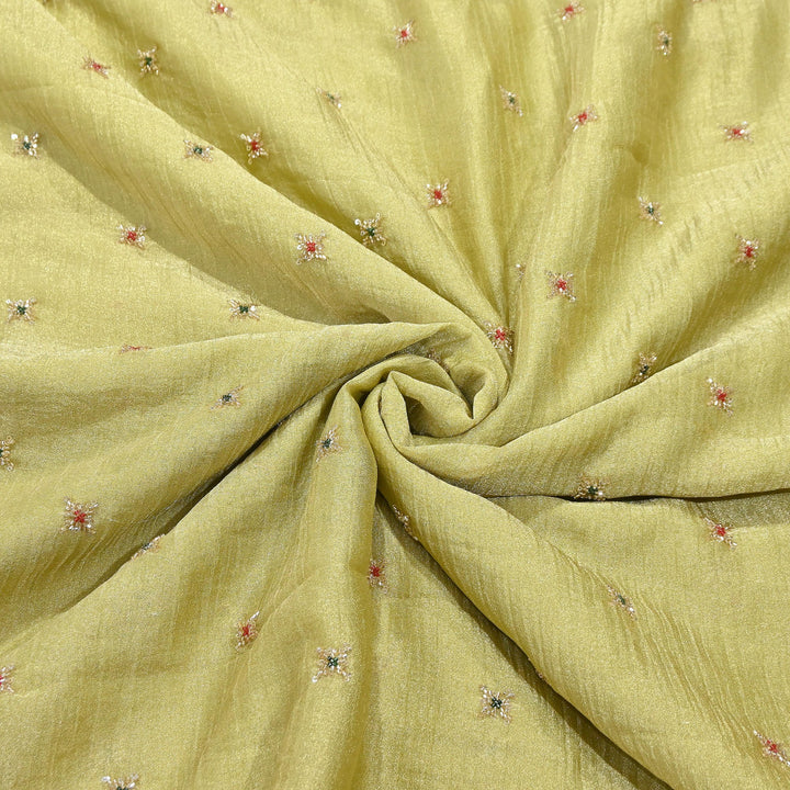 Premium Dyed Organza Tissue Moti & Sequins Embroidery Fabric | FD3307-7