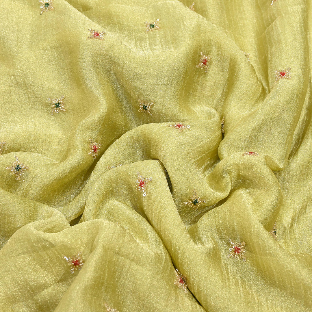 Premium Dyed Organza Tissue Moti & Sequins Embroidery Fabric | FD3307-7
