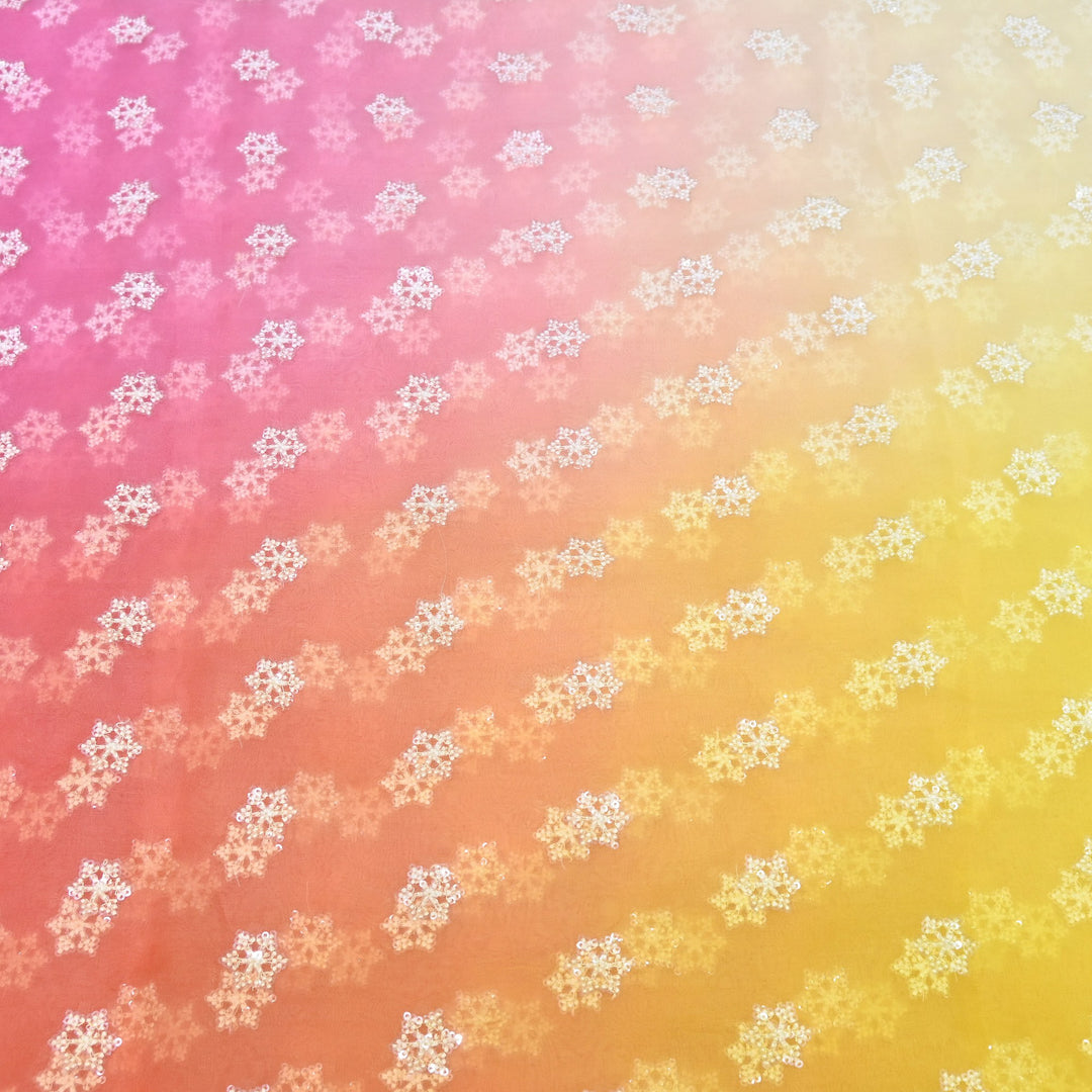 4D Shaded Silk Organza Sequins Embroidery Fabric | Designer Fabric | P23111-05
