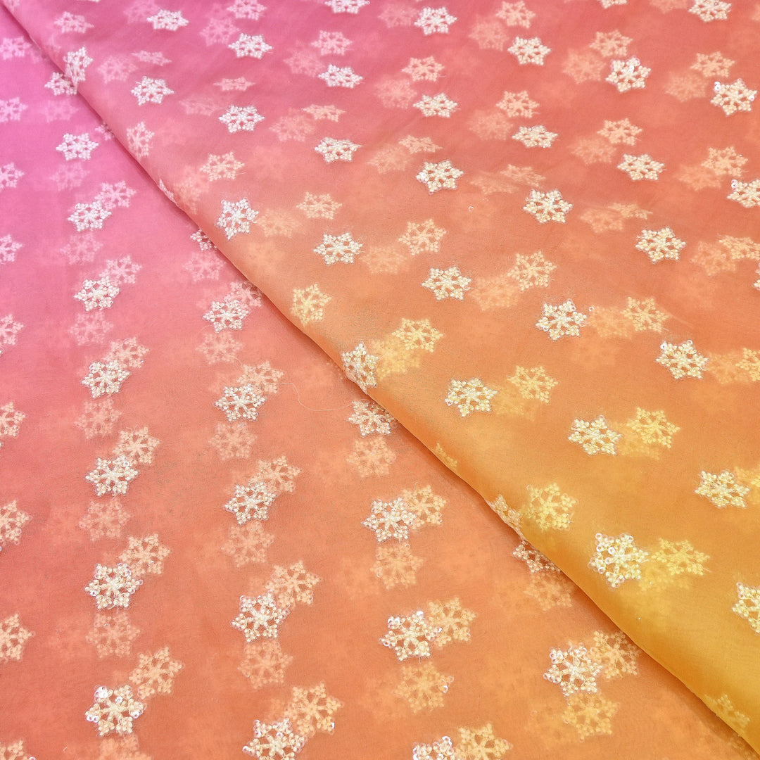 4D Shaded Silk Organza Sequins Embroidery Fabric | Designer Fabric | P23111-05
