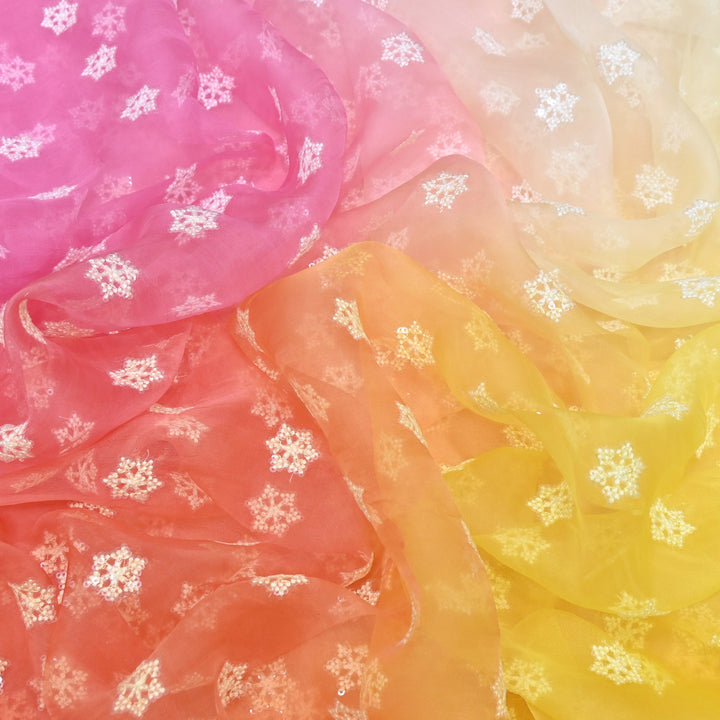 4D Shaded Silk Organza Sequins Embroidery Fabric | Designer Fabric | P23111-05