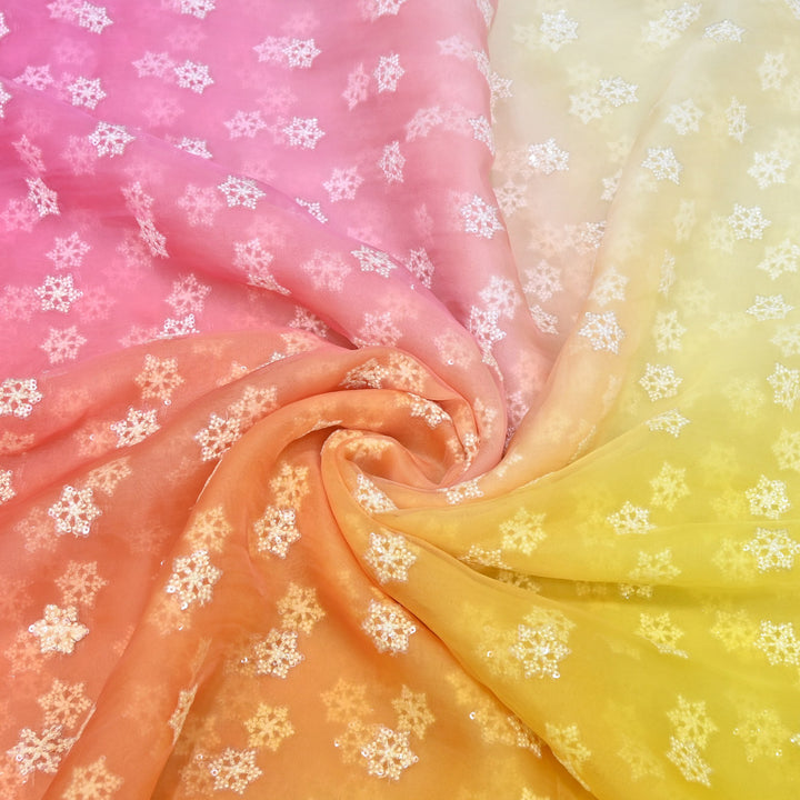 4D Shaded Silk Organza Sequins Embroidery Fabric | Designer Fabric | P23111-05