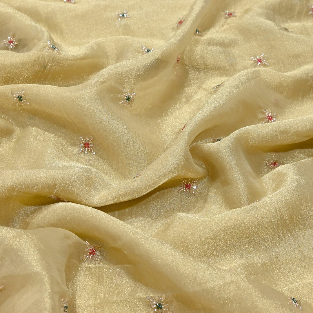 Premium Dyed Organza Tissue Moti & Sequins Embroidery Fabric | FD3307-8