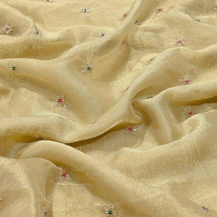 Premium Dyed Organza Tissue Moti & Sequins Embroidery Fabric | FD3307-8