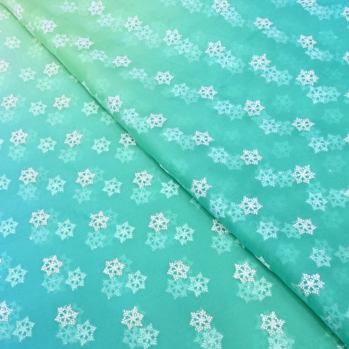4D Shaded Silk Organza Sequins Embroidery Fabric | Designer Fabric | P23111-06