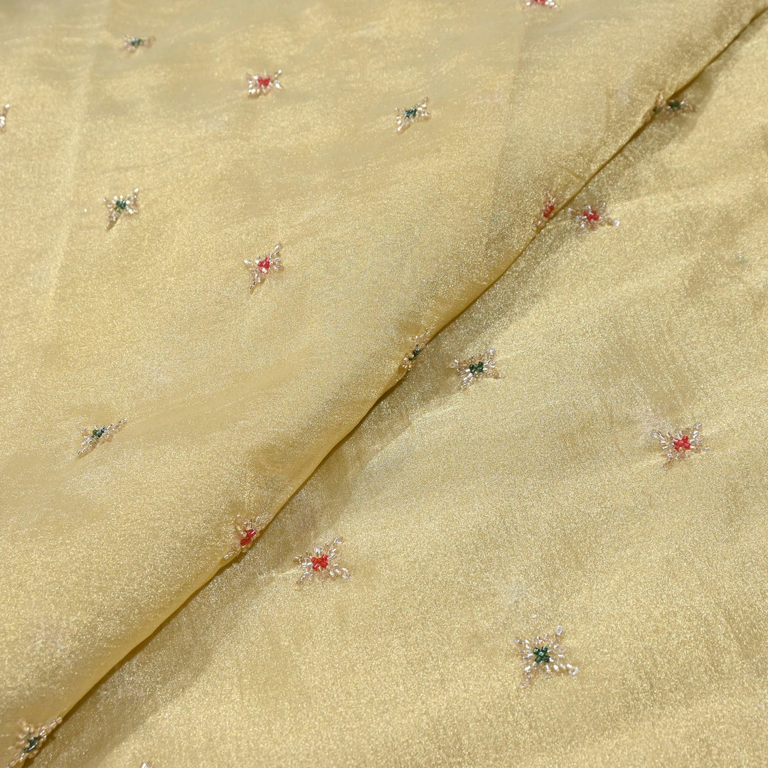 Premium Dyed Organza Tissue Moti & Sequins Embroidery Fabric | FD3307-8