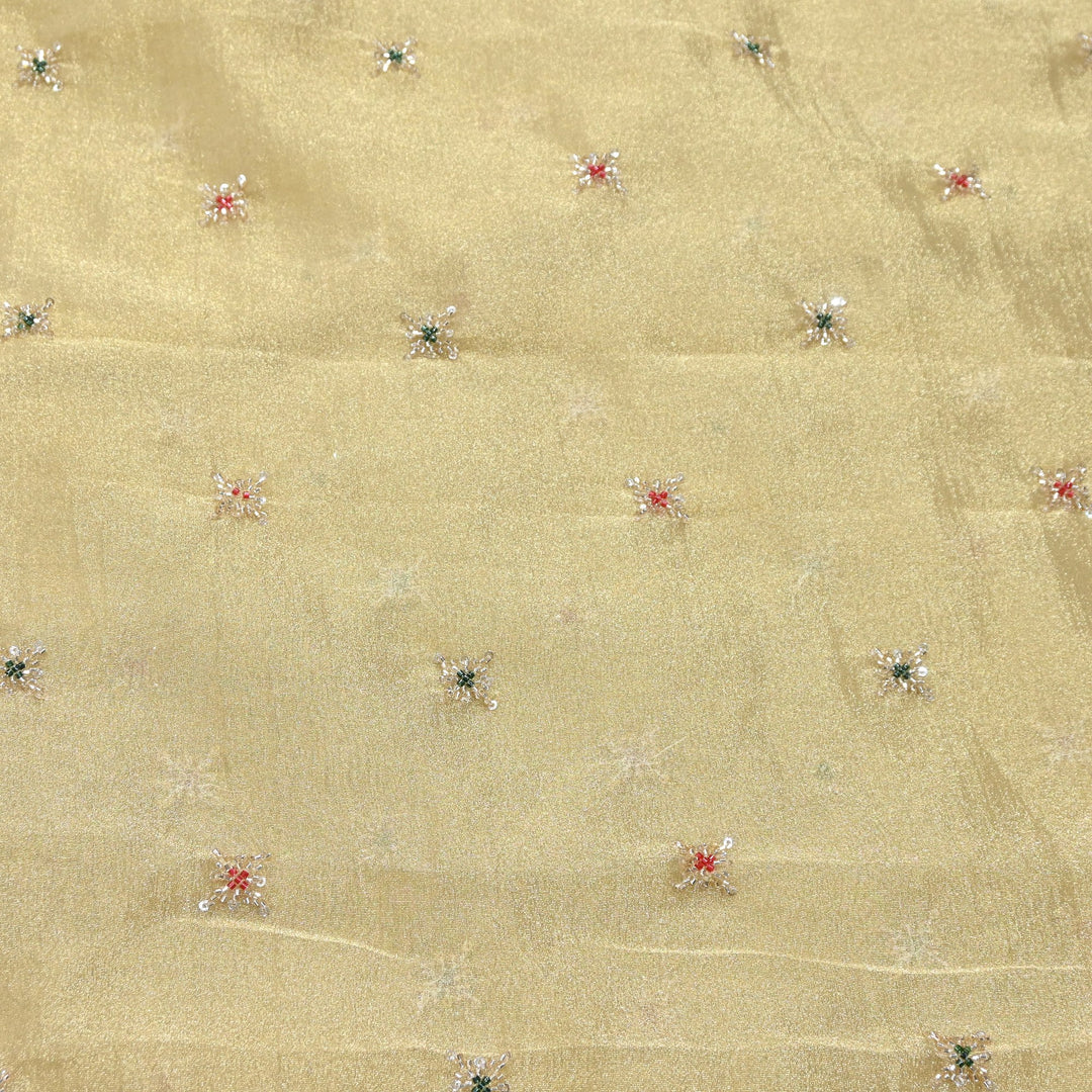 Premium Dyed Organza Tissue Moti & Sequins Embroidery Fabric | FD3307-8
