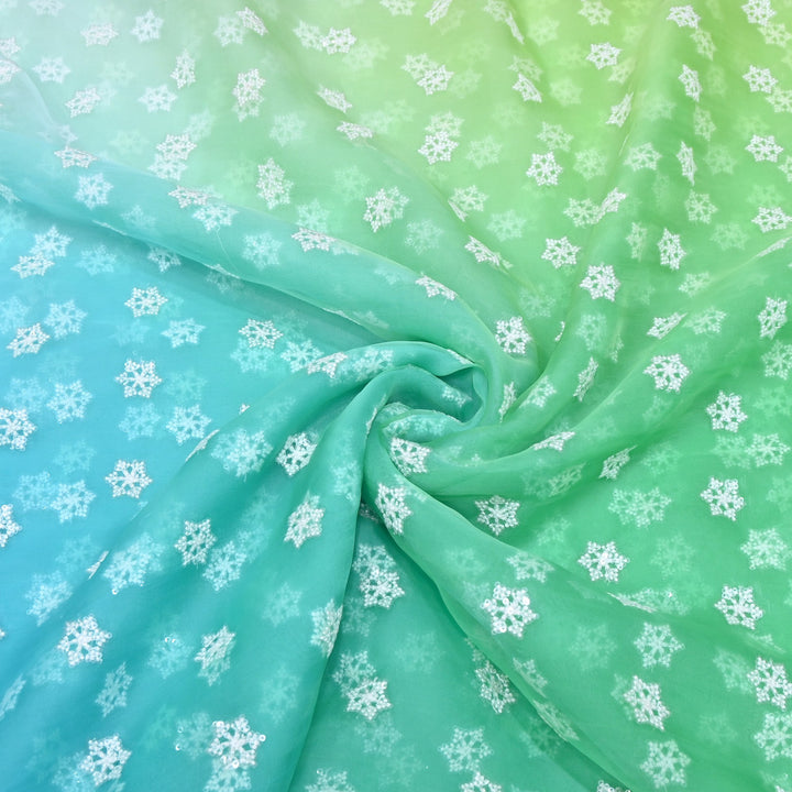 4D Shaded Silk Organza Sequins Embroidery Fabric | Designer Fabric | P23111-06