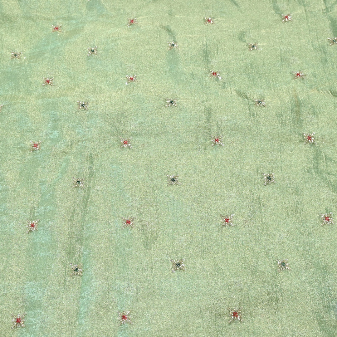 Premium Dyed Organza Tissue Moti & Sequins Embroidery Fabric | FD3307-9