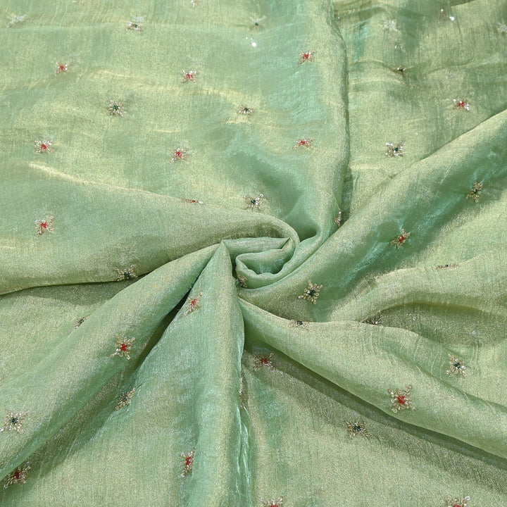 Premium Dyed Organza Tissue Moti & Sequins Embroidery Fabric | FD3307-9