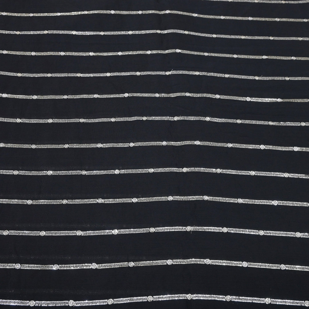 Premium Viscose Chinon Zari & Sequins Embroidery Fabric | V02661C-01