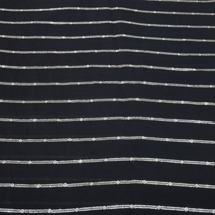 Premium Viscose Chinon Zari & Sequins Embroidery Fabric | V02661C-01