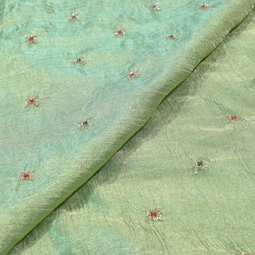 Premium Dyed Organza Tissue Moti & Sequins Embroidery Fabric | FD3307-9