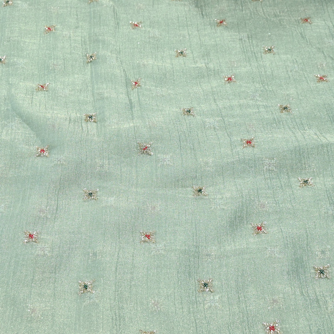 Premium Dyed Organza Tissue Moti & Sequins Embroidery Fabric | FD3307-10