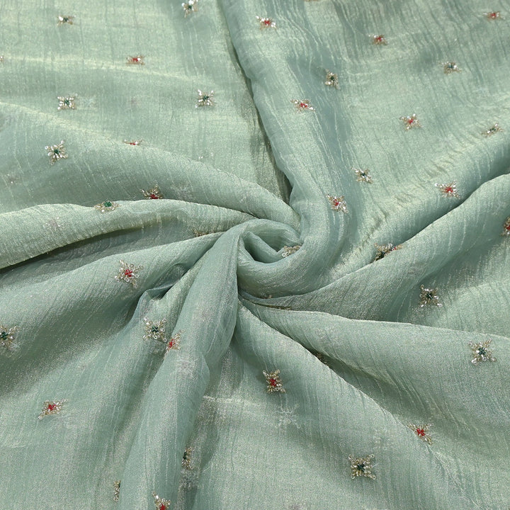 Premium Dyed Organza Tissue Moti & Sequins Embroidery Fabric | FD3307-10