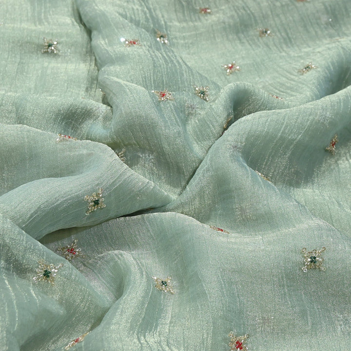 Premium Dyed Organza Tissue Moti & Sequins Embroidery Fabric | FD3307-10