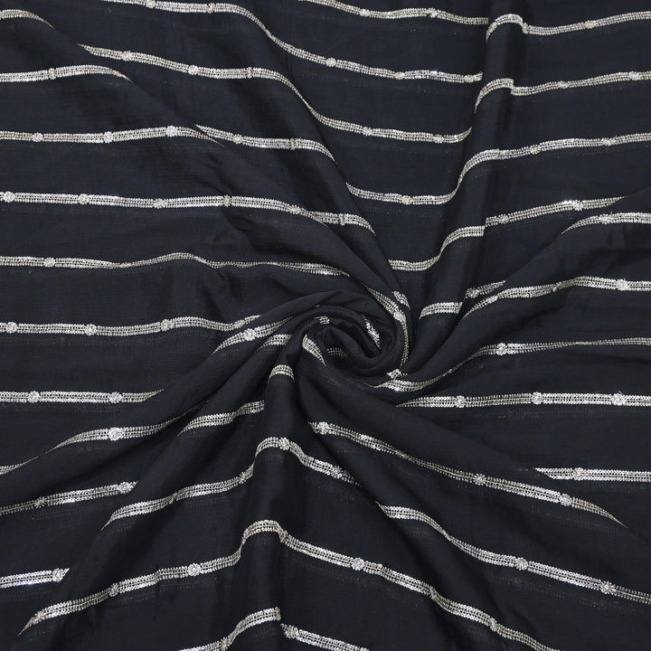 Premium Viscose Chinon Zari & Sequins Embroidery Fabric | V02661C-01