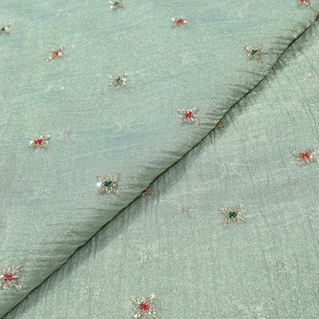 Premium Dyed Organza Tissue Moti & Sequins Embroidery Fabric | FD3307-10